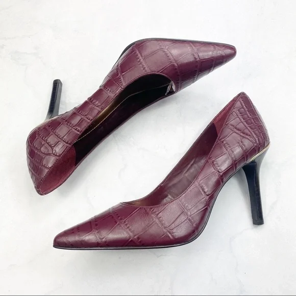 [LRL] Burgundy Leather Pointed Toe Heels